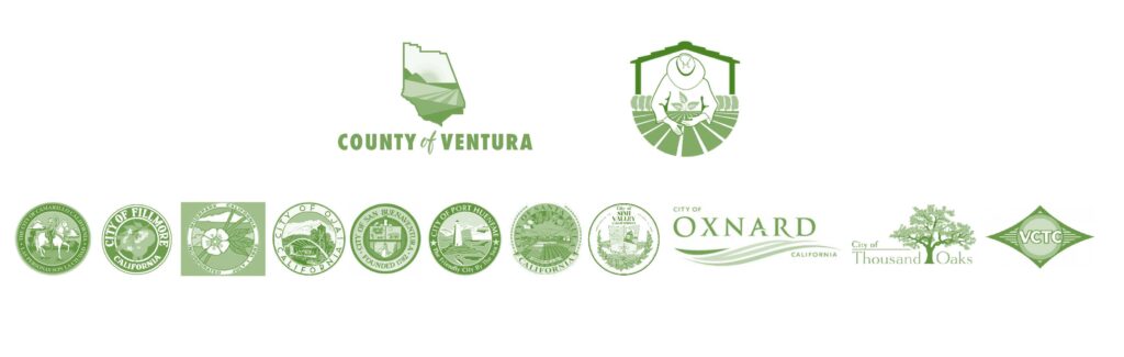 Collection of seals and logos representing various cities and a county in California.